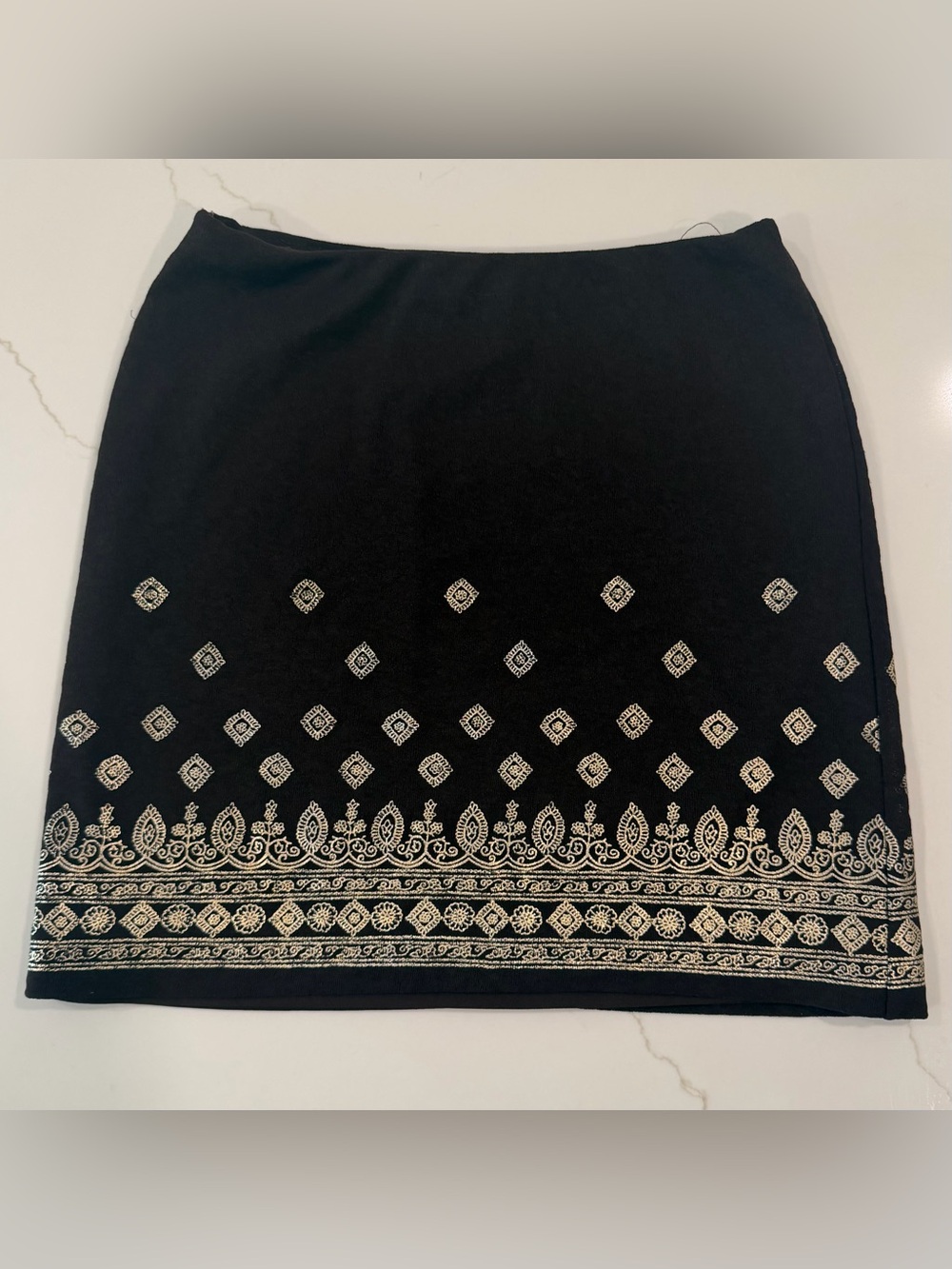 Brown‎ Mini Skirt with Gold Border Detail - Picture 5 of 5